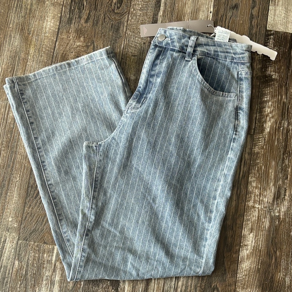 Missguided Light Blue Pinstripe Jeans